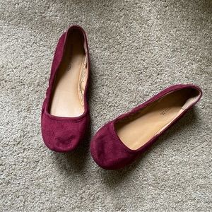 Velvet burgundy ballet flats